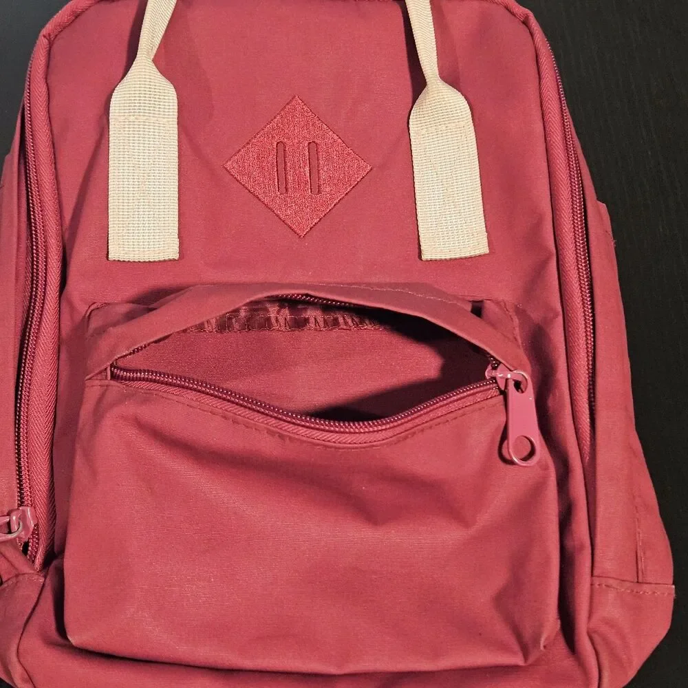 Maroon Mini Backpack Kids Compartments Handles Lilo & Stitch Key Chain